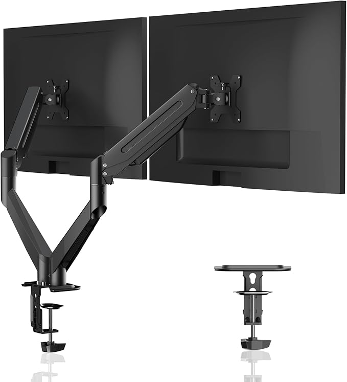 Dual Monitor Arm 32inch, Dual Monitor Mount, Monitor Desk Mount, Dual Monitor Stand Vesa Bracket, Monitor Stands for 17-32inch & 22lbs Monitors VESA Mount Computer Monitor Arm, Double Gas Spring Arm