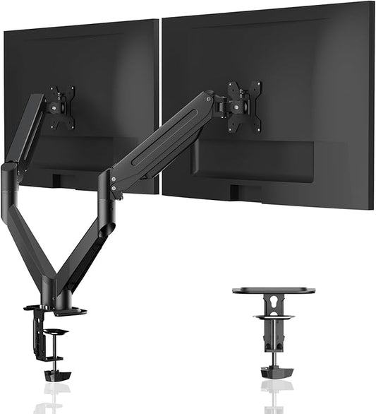 Dual Monitor Arm 32inch, Dual Monitor Mount, Monitor Desk Mount, Dual Monitor Stand Vesa Bracket, Monitor Stands for 17-32inch & 22lbs Monitors VESA Mount Computer Monitor Arm, Double Gas Spring Arm