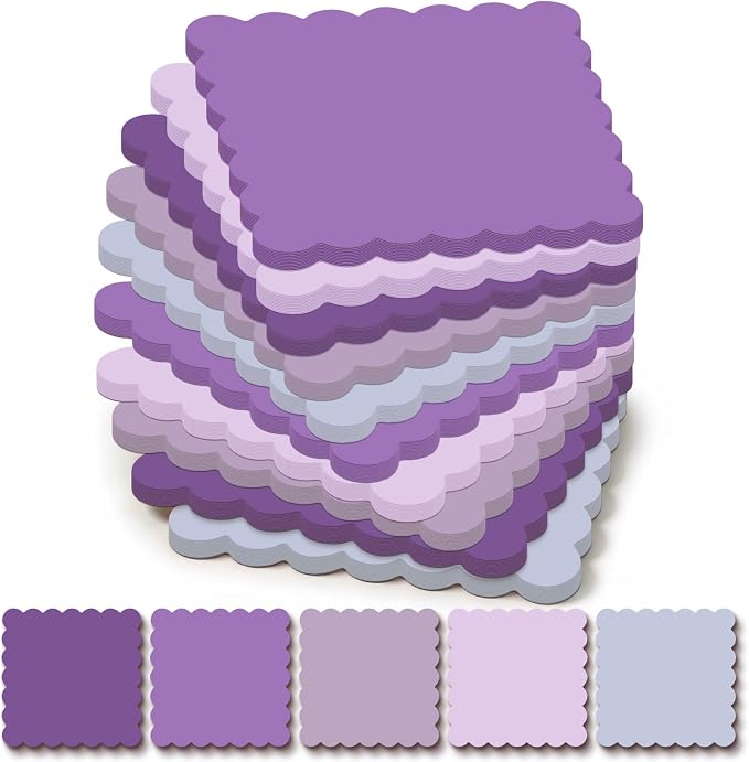Epakh 10 Pack Scalloped Sticky Notes Bulk 3"x3" Cute Aesthetic Memo Pads 5 Gradient Colors Wavy Self Notepads for Office Study and Daily Life Organization, 300 Sheets(Purple)
