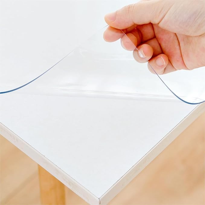 20 x 60 Inch Clear Table Cover Protector, Clear Table Protector for Dining Room Table, 1.5mm Plastic Table Cover, Waterproof Table Pad for Kitchen, Office