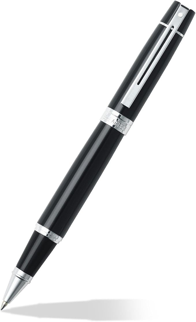 Sheaffer 300 Glossy Black Rollerball Pen with Chrome-Plated Trim