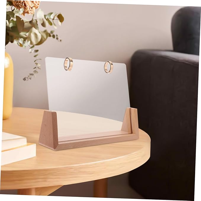 DOITOOL 1 Set Wooden Desk Calendar Base Sturdy Flip Calendar Support for Desktop Elegant and Functional Quick Setup for Office Decor Beechwood with Acrylic and Metal Circles