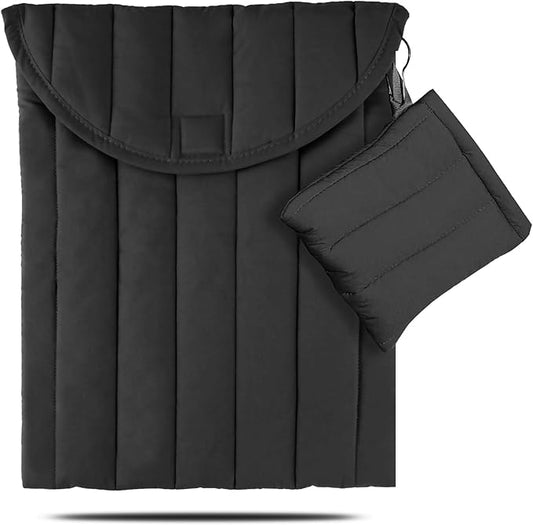 Puffy Laptop Sleeve Set 11-12 Inch Black, Protective Carrying Case for Men and Women, Cute Case Bag Compatible with 11 Inch and 12 Inch Laptops, 10.9" Ipad 10, 10.2" Ipad 7 8 9 in Cover
