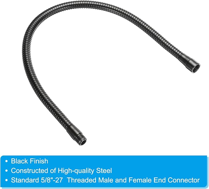 PATIKIL 24" Microphone Gooseneck, 1Pcs 5/8"-27 Thread Metal Universal Hose Flexible Arm Gooseneck Tube Extension for Multifunction DIY, Black