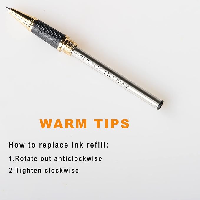 Stunning Luxury Rollerball Pen with 24K Gold Trim,Switzerland Tip with Black Ink Refills,Perfect Roller Ball Point Pen Gift for Men Women,Fancy Writing Set for Business,Fog Chromium