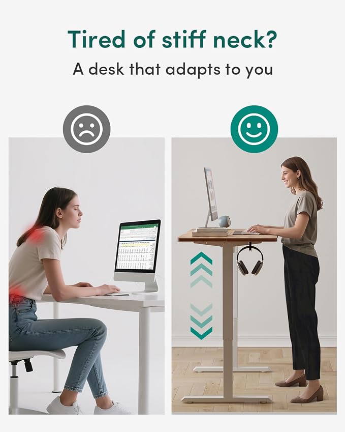 CubiCubi 55 x 28 Large Standing Desk, Height Adjustable Electric Computer Desk, 28" Deep Desktop, Sit Stand up Home Office Workstations with 4 Preset Heights, Light Rustic