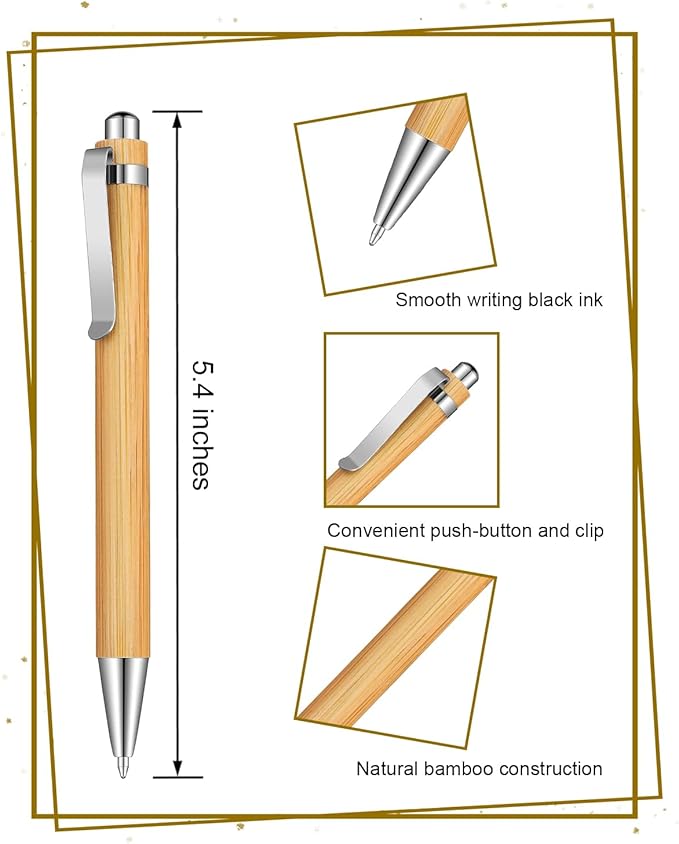 200pcs Bamboo Pens Bulk Wooden Bamboo Pens Engraving Wooden Ballpoint Pen Customizable Gift Pen Bulk