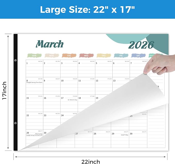 Desk Calendar 2026, Desk Calendar Large 22x17, 18 Months Desk Top Calendar, From January 2026 to June 2027 with To Do & Notes, Holiday & Julian Date for Home, School & Office