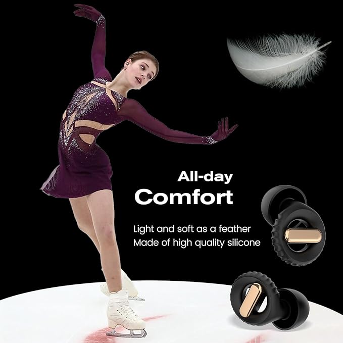 Golden Ear Plugs for Sleeping Noise Cancelling, 35 dB Reusable Silicone Earplugs with 8 Ear Tips, Hearing Protection for Sleep, Work, Concerts