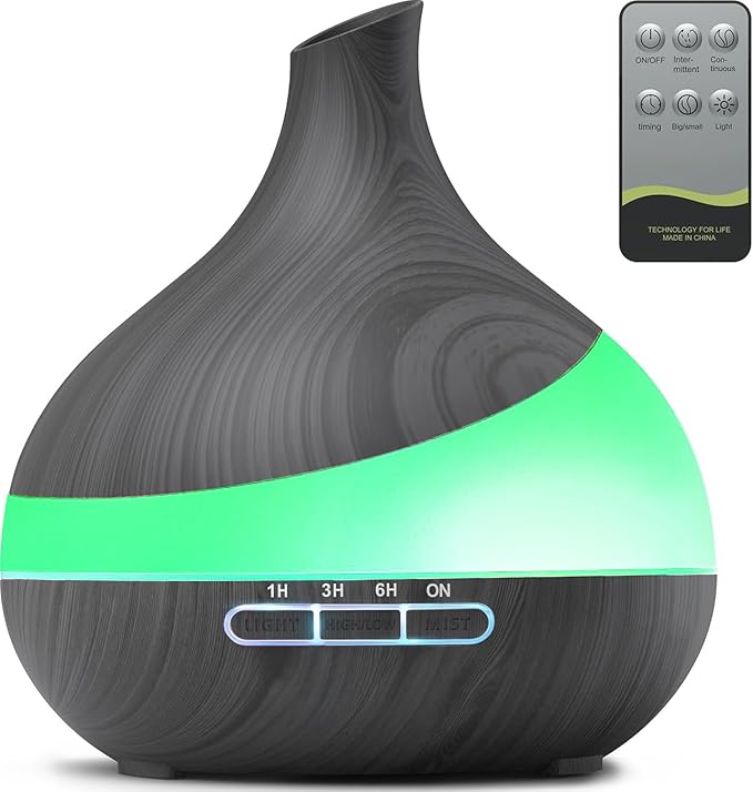 500ML Essential Oil Diffuser: Remote-Controlled Aroma Diffuser for Hotel, Spa, Yoga Rooms - Bedroom Humidifier with 14-Color LED Night Light, Perfect for Kids/Women Home Relaxation