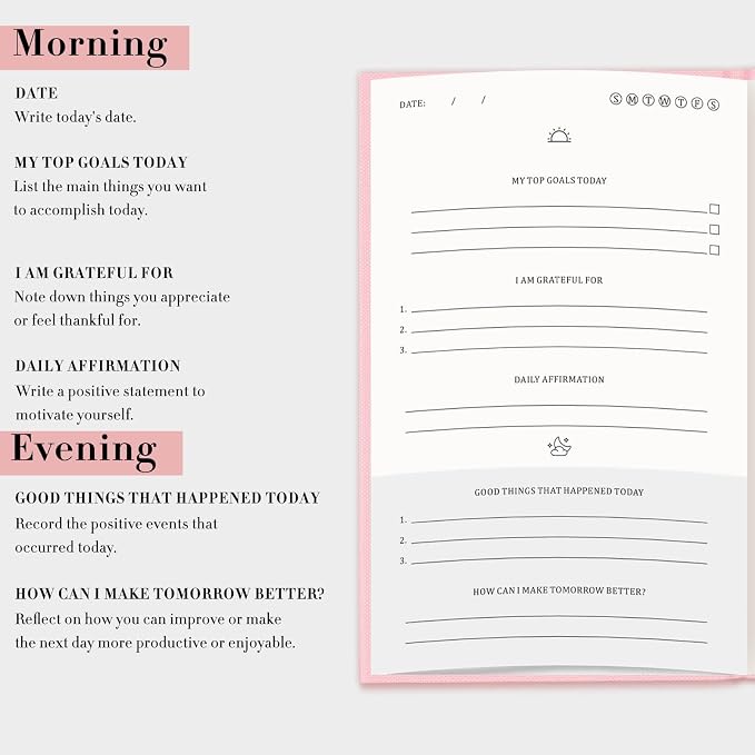 Self-Mastery Journal for Women - Gratitude Journal for Daily Reflection, Mindfulness, and Self-Care - Guided Manifestation Journals - Inspirational Goal Journals with Pen Holder (Pink)