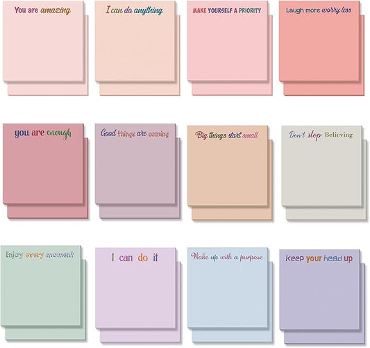 Yinder 24 Pcs Inspirational Sticky Notes Thank You Gift Motivational Sticky Note Pad Employee Appreciation Gift Bulk for Staff Coworker Teacher Nurse Office Groups 3 x 3'' (Inspire,Aesthetics)