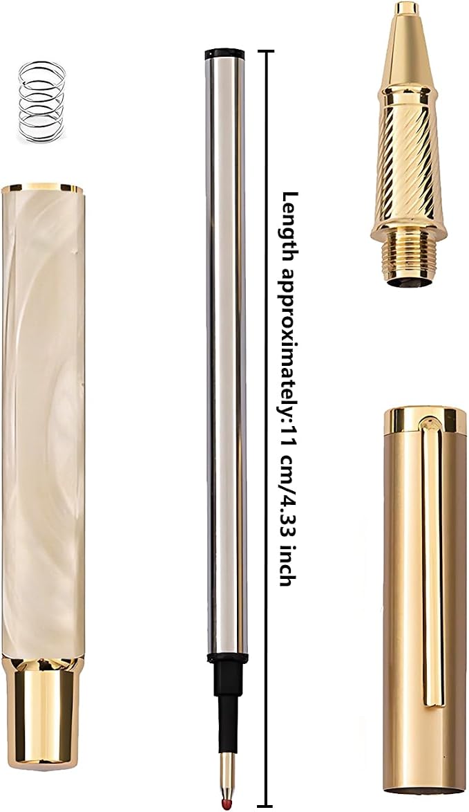 Luxury Rollerball Pen with Gold Trim, Elegant Resin Writing Instrument, Fine Point Black Ink Refill, Business Signature Pen with Metal Gift Box for Executive, Men, Women(White Ice River)