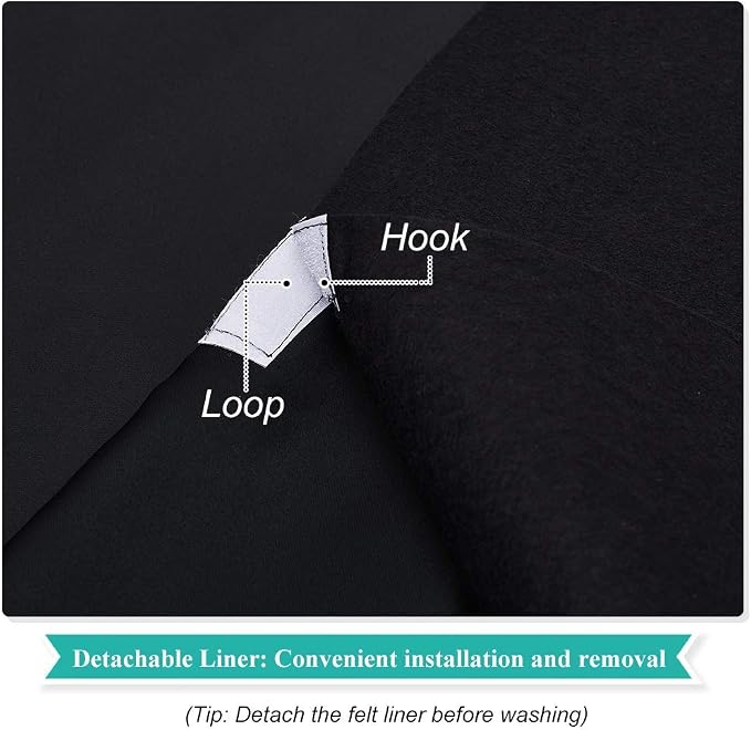 NICETOWN Sound Blocking Black Out Curtains for Nursery Bedroom, Full Blackout Noise Preventing Thermal Insulated Drapes, Noise Barrier Privacy Panels for Kicthen/Cafe (Black, 42" Wide x 63" Long)