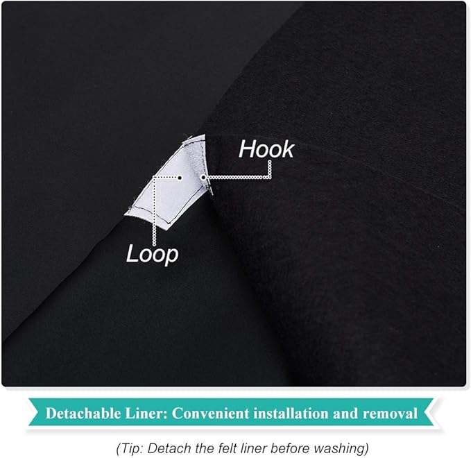 NICETOWN Sound Blocking Black Out Curtains for Nursery Bedroom, Full Blackout Noise Preventing Thermal Insulated Drapes, Noise Barrier Privacy Panels for Kicthen/Cafe (Black, 52" Wide x 63" Long)