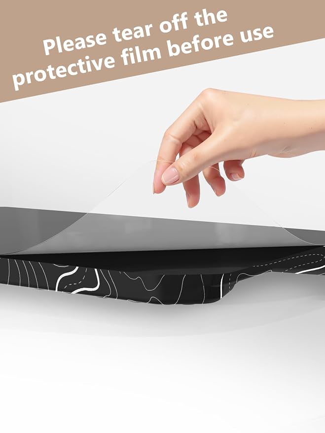 2-in-1 Ergonomic Keyboard Stand with Wrist Rest, Comfy Keyboard Riser Holder with Massage Design, Black Topographic