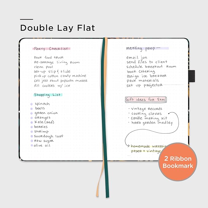 &And Per Se Dotted Journal Notebook, A5 Hardcover Aesthetic Dotted Notebook – 160 Pages 100gsm Thick Dot Grid Paper, 3 Sticker Sheets – Gift-Ready Journaling Kit for Women (Lunar Leaf)