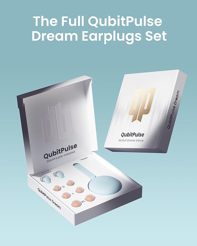Dream Ear Plugs for Sleeping, 23dB Noise Reduction Soft Silicone Earplugs with Patented Qufits Eartips and Carry Case, Reusable Earplugs for Sleep, Work, Focus, Study, Travel - Mint