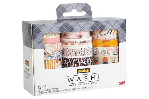 Scotch Washi Tape, Solid Earth Design, 8 Rolls, Great for Bullet Journaling, Scrapbooking and DIY Décor (C1017-8-SOL3)