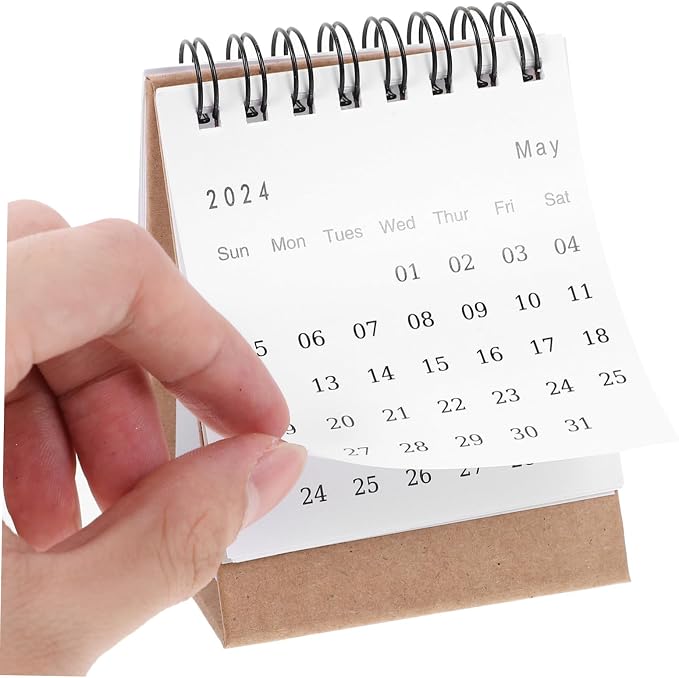 Mini Desk Calendar Thick Flip Standing Desktop Organizer Small Tabletop Planner for Home Office Daily Use and Event Scheduling