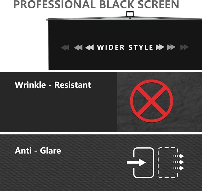 【Wider Style】 RAUBAY 78.7 x 82.7in Large Collapsible Black Backdrop Screen Portable Retractable Panel Photo Background with Stand for Video Conference, Photographic Studio, Streaming