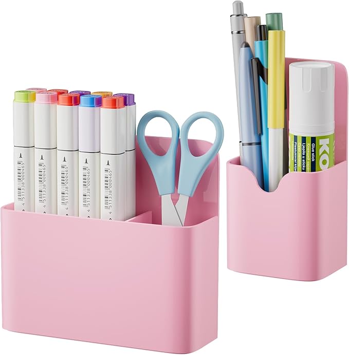 Marbrasse Magnetic Dry Erase Marker Holder,Pen and Eraser Holder for Whiteboard，Magnet Pencil Cup Utility Storage Organizer for Office, Refrigerator, Locker and Metal Cabinets (Pink)