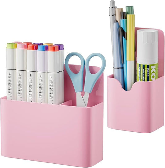 Marbrasse Magnetic Dry Erase Marker Holder,Pen and Eraser Holder for Whiteboard，Magnet Pencil Cup Utility Storage Organizer for Office, Refrigerator, Locker and Metal Cabinets (Pink)
