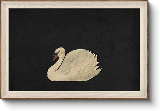 VIYYIEA Framed Wall Art for Living Room, Swan Art Canvas Prints, Vintage Home Decor, Animals Painting Picture, Bathroom Wall Decor Gifts for Friends or Family - 36L x 24W