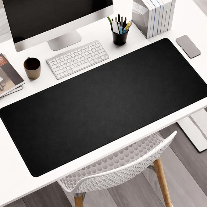 Large Desk Mat 47" x 23" – Premium PVC Leather Desk Pad, Non-Slip Office & Home Workspace Mat, Water-Resistant Writing Surface, Large Desk Protector for Laptop, Keyboard & Mouse (Black)