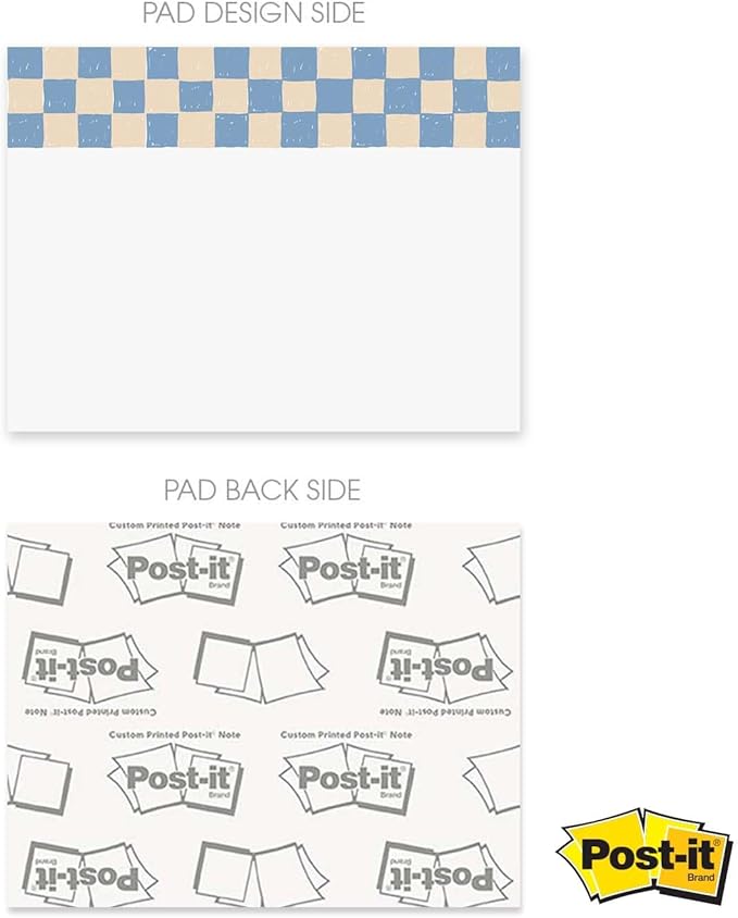 Retro Checkered Sticky Notes / 4" x 3" Repositionable Sticky Note Pads/Six Colorful Designs/Made in The USA