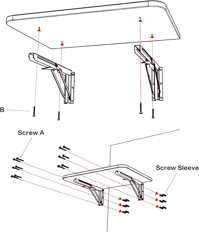 Yescom Wall Mounted Floating Folding Desk Wooden PC Dining Drop Leaf Table Workbench 24"x16" 50lbs Weight Capicity for Study White
