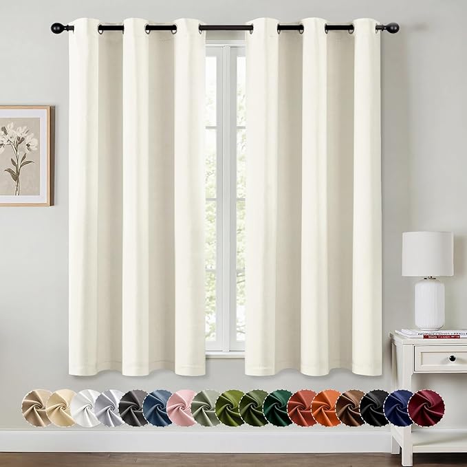 MIULEE Blackout Curtains for Bedroom Living Room 2 Panels, Thermal Insulated Room Darkening Drapes Grommet Noise Reducing Light Blocking Window Treatments 54 Inches Long 40x54 Inch Cream