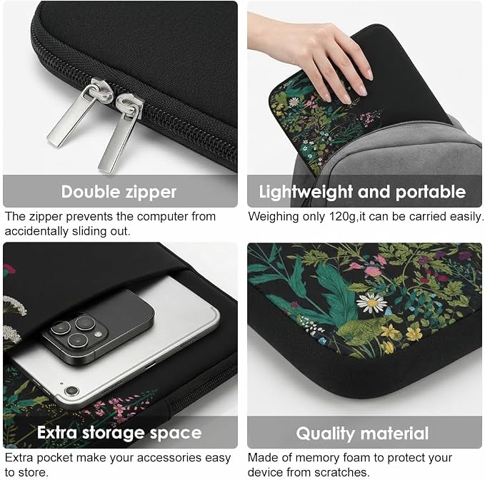 Laptop Sleeve Case for MacBook Neo/Air/Pro 13 inches A18/M5/M4/M3/M2/M1 Chip 2026-2020 A3404 A3449 A3240 with 2 Pockets Tablet Bag Accessories (Green Grass)