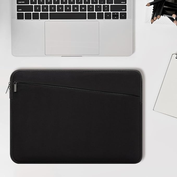 14 Inch Laptop Sleeve Case Durable Protective Cover Slim Padded Laptop Case with Front Pocket Compatible with MacBook Pro HP, Dell, Lenovo, Asus Black