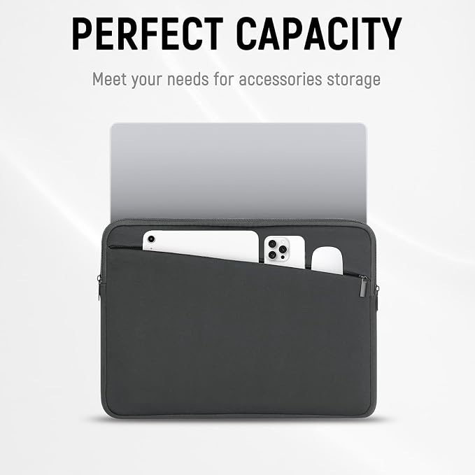 14 15 Inch Laptop Sleeve Durable Protective Case Slim Padded Laptop Case with Front Pocket Compatible with 15 16 Inch MacBook Air MacBook Pro HP, Dell, Lenovo Grey