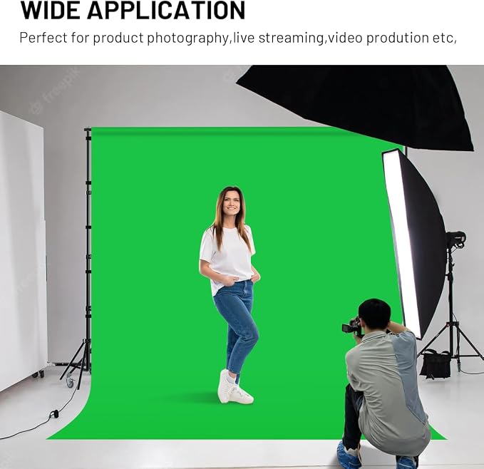 Green Screen Backdrop Background,5 X 6.5 FT Large Photography Backdrop Photo Background Screen for Streaming Zoom Photo Muslin Green Curtain Video Recording Greenscreen Picture Photoshoot