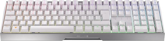 Cherry MX 3.0S Wireless, Mechanical Gaming Keyboard, Bluetooth, 2.4 GHz & Wired Mode, RGB Lighting, Aluminum Housing, Rechargeable, MX2A Brown Switches, White