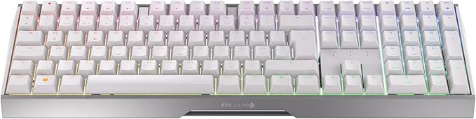 Cherry MX 3.0S Wireless, Mechanical Gaming Keyboard, Bluetooth, 2.4 GHz & Wired Mode, RGB Lighting, Aluminum Housing, Rechargeable, MX2A RED Switches, White