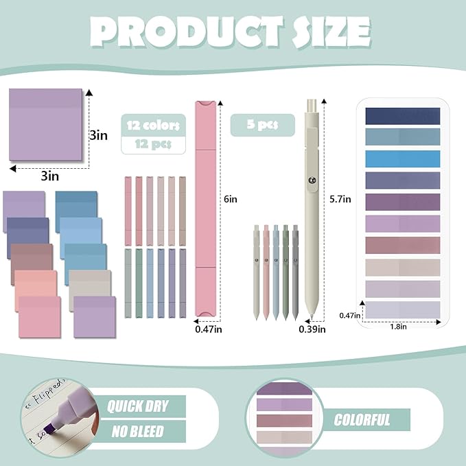 Jutom 38 Pcs Bible Journaling Study Kit for Women, Book Annotation Supplies with Highlighters Pens, Tabs, Sticky Notes, Markers for Christian Office Bible Study Supplies(Purple Series,Square)