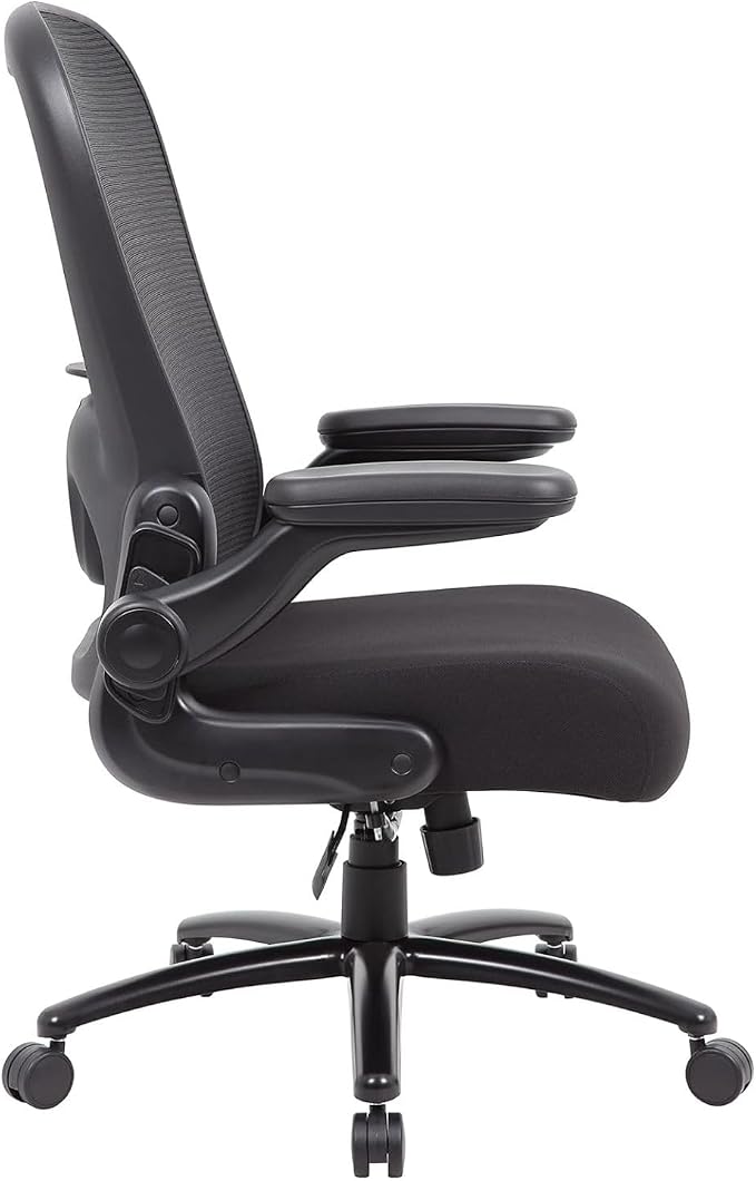 Heavy Duty Flip Arm Breathable Mesh Task Chair 400-lb Weight Capacity Black Ergonomic Office Chair for Comfort and Support Sturdy Construction with Flip-up Armrests Ideal for Long Hours