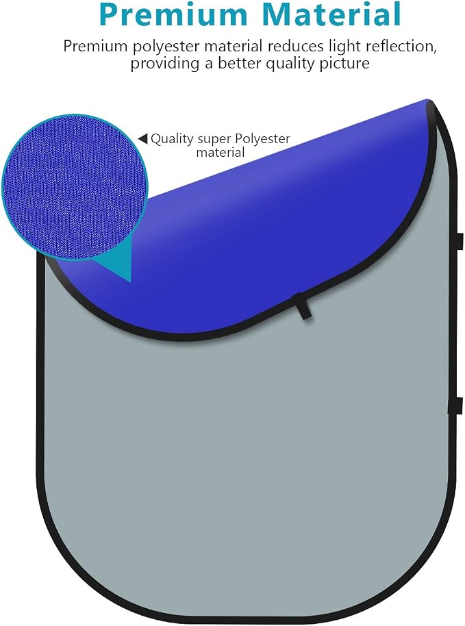 NEEWER Chromakey Backdrops, Double-Sided Blue and Grey Screen, 2 in 1 Foldable and Reversible Background for Photography, Gaming and Live Streaming, 5 x 6.6 inches/1.5 m x 2 m (Blue/Grey)