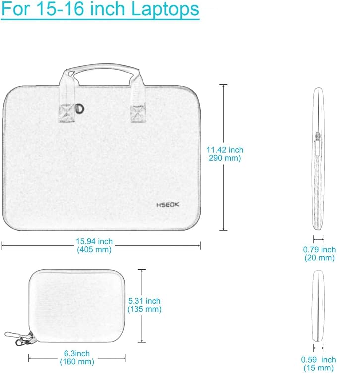 Hseok Laptop Sleeve 15.6-16 inch Case with Small Pouch, Neoprene Computer Bag Compatible with MacBook Neo/Pro 16" M5/M4/M3/M2/M1, MacBook Air 15 M5, XPS 16 and Most 15.6-16 inch Notebooks, P02K01