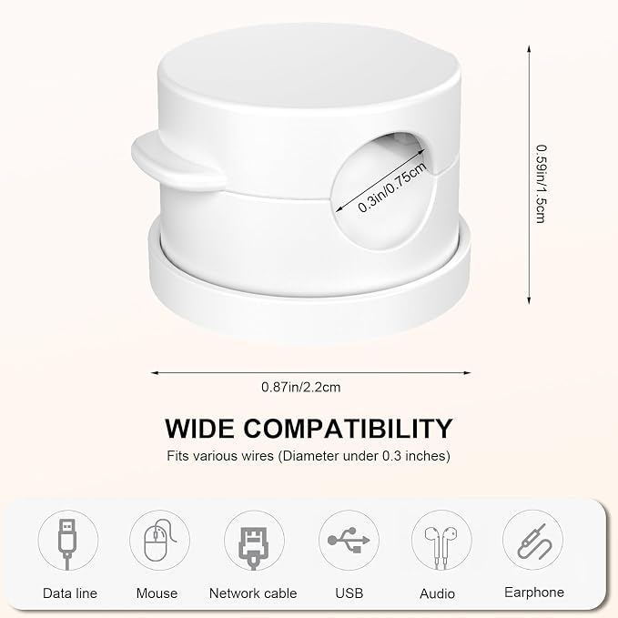 6pcs Magnetic Cable Clips, 360° Swiveling Adhesive Cable Organizer - Compact Cable Holder for Desk, Nightstand, Car, Kitchen & Home Office - Charger Cord Holder Solution by MarLigavid (White)
