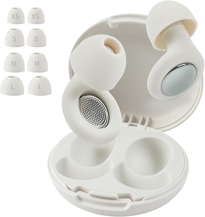 Ear Plugs for Sleeping Noise Cancelling, Ear Plugs for Noise Reduction with 8 Eartips, Reusable Noise Cancelling Ear Plug for Concerts - White, Silicone Hearing Protection Earplug 30db