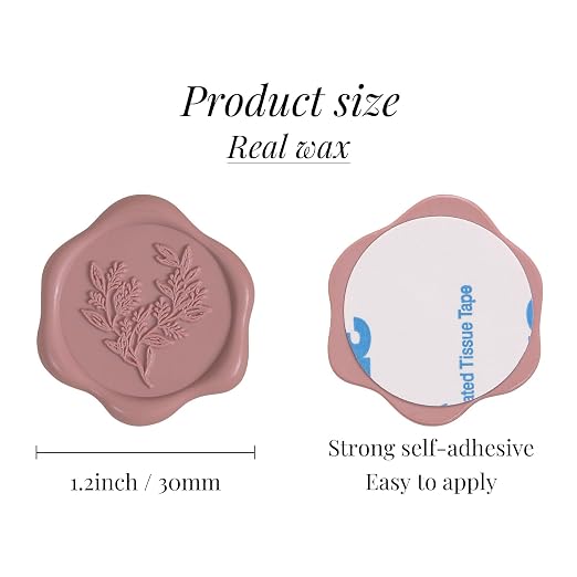 UNIQOOO Wax Seal Stickers - Dusty Mauve Eucalyptus Wedding Invitation Envelope Seal Stickers, 50 Pcs Self-Adhesive, Perfect for Invitation, Christmas, Gift Wrapping, Party