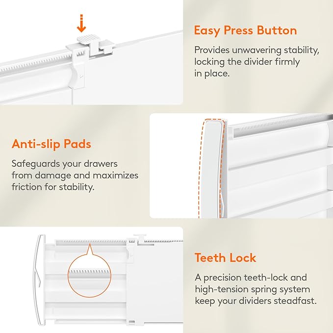 Lifewit 5" High 12 Pack Drawer Dividers, 11.5"-18.5" Adjustable Deep Drawer Organizer Clothes, Expandable White Plastic Separators for Dresser, Kitchen, Cabinet, Nursery, Office Organization & Storage