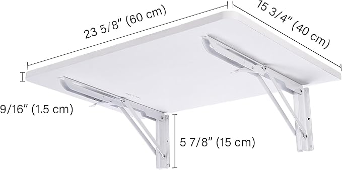 Yescom Wall Mounted Floating Folding Desk Wooden PC Dining Drop Leaf Table Workbench 24"x16" 50lbs Weight Capicity for Study White