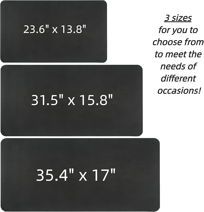 Desk Pad Mat PU Leather Non-Slip Water-Resistant Desk Matt for Desktop Large Mouse Pad for Office and Home Black 23.6" x 13.8"