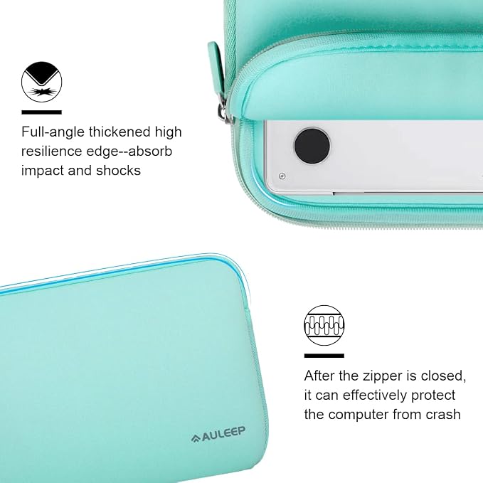AULEEP 11-12 Inch Laptop Sleeves, Neoprene Notebook Computer Pocket Tablet Carrying Sleeve/Water-Resistant Compatible Laptop Sleeve for Acer/Asus/Dell/Lenovo/HP (Light Green)