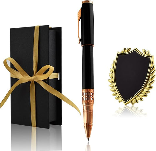 Yastar Personalized Luxury Pen with with a Custom Medal Gift Set with Pen Box - Metal Body Engrave with Your Message Personal Names Message - Gift Idea for Business Office Friends Employees